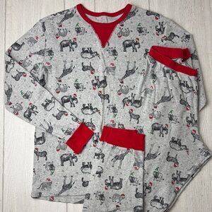 Christmas Jammie’s, Men’s Small pajama set. Top & pats. Animals with Santa hats